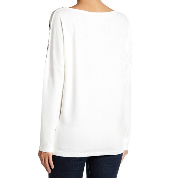 New Go Couture Flocking Birds Print Tunic Sweater - Picture 2 of 8